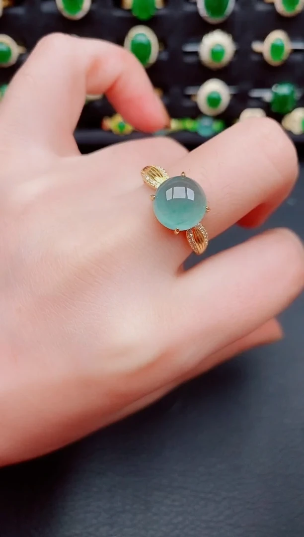 【闪购商品】翡翠戒指银S925镶嵌天然a货翡翠31