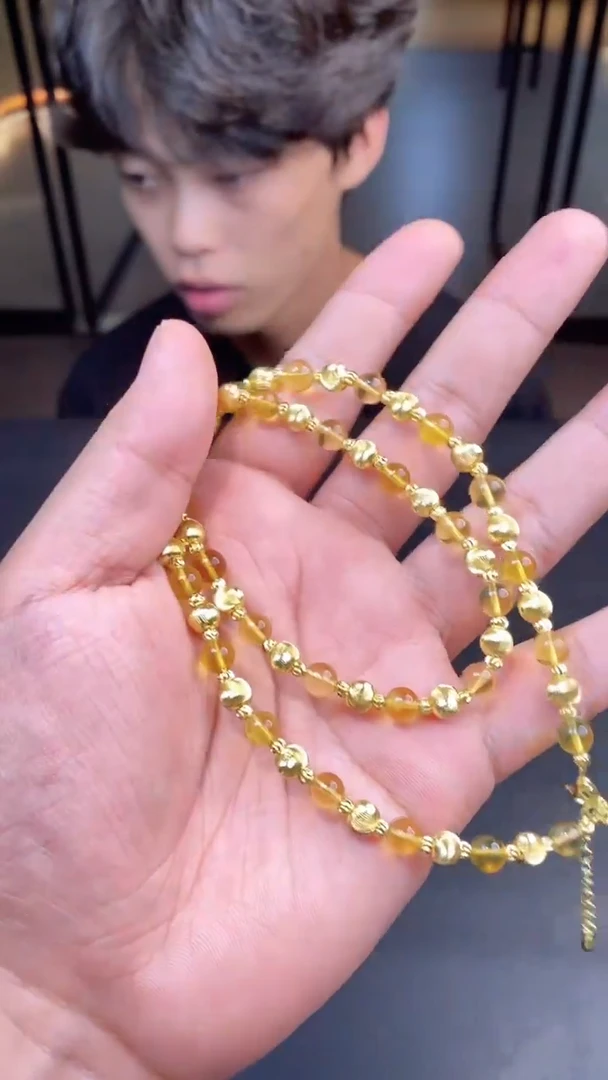 裸石琥珀合金琥珀项链