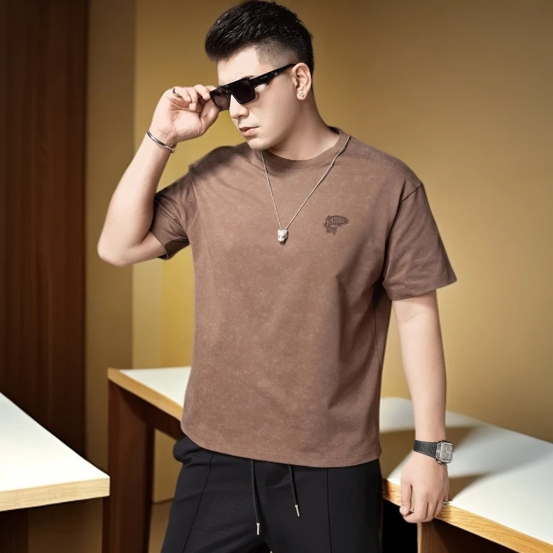 维斯克纳时尚美式纯棉短袖t恤男士夏季新款潮流休闲圆领体恤男装