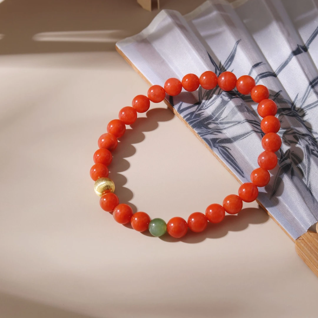 南红碧玉手串6mm气质女士精美轻奢
