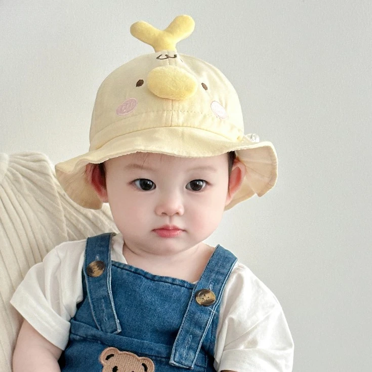 婴儿帽子春夏薄款可爱卡通小月龄遮阳帽防晒太阳帽宝宝纯棉渔夫帽