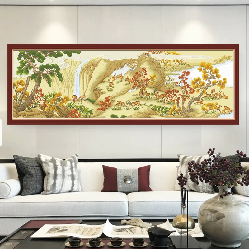 【彩丽绮十字绣】2025新款百鹿图满绣自己绣