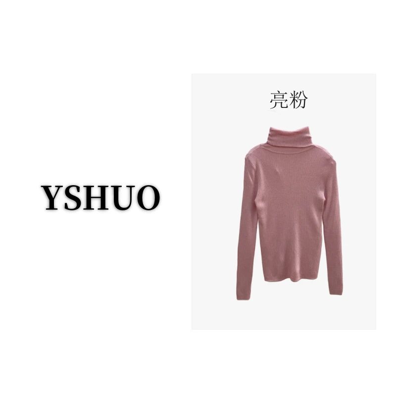YSHUO【红粉专享】时尚休闲百搭纯色秋冬长袖修身打底毛衣6006