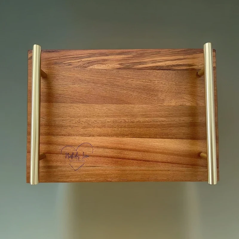 珊谷SG北欧设计款金属把手相思木托盘咖啡甜点茶道盘摆件牛排寿司