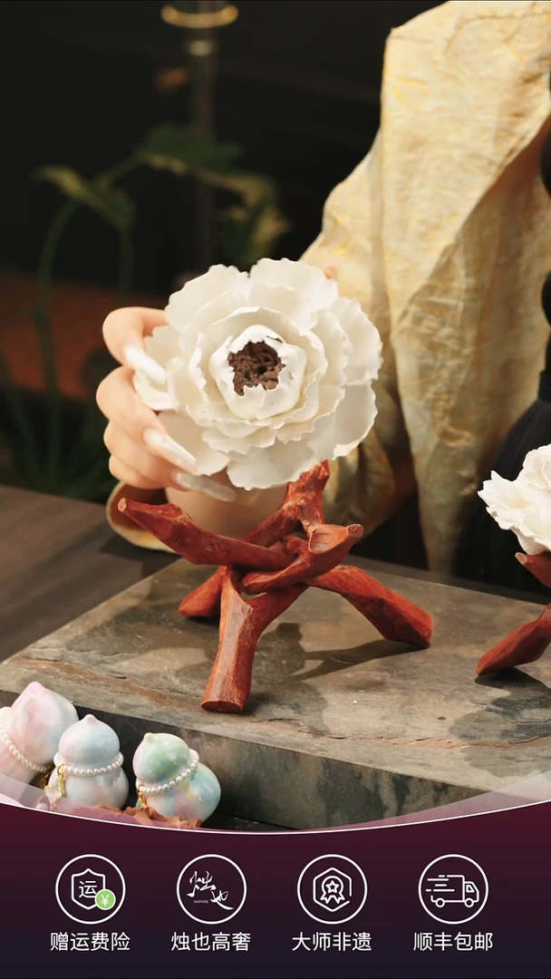 陶瓷烛也景德镇非遗手捏瓷花雪见