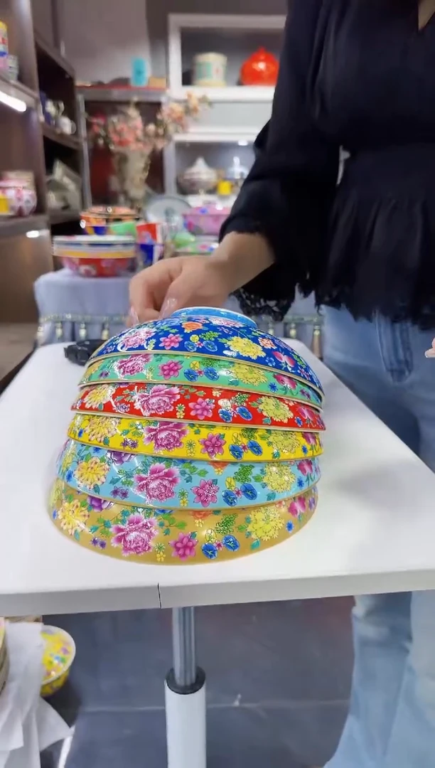 珐琅8.5英寸元宝盘6个景德镇混色