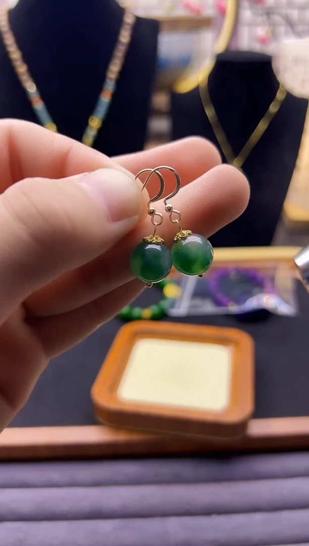 【闪购商品】翡翠耳饰14K金镶嵌E363