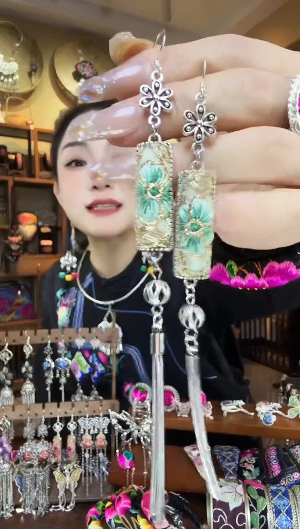 刺绣非遗刺绣民族风耳环