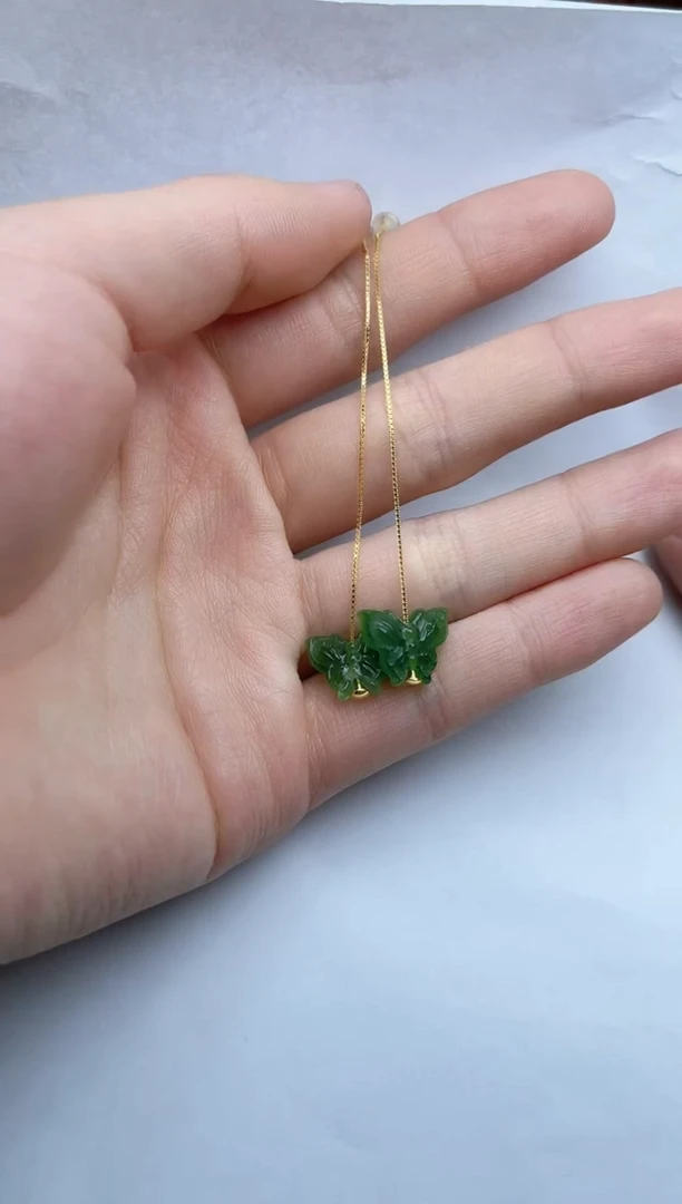 【闪购商品】和田玉耳饰银S925镶嵌蝴蝶kk