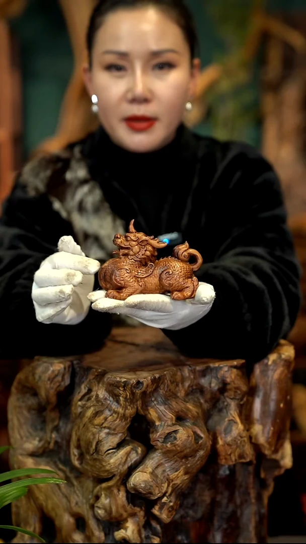 木雷击枣木貔貅摆件