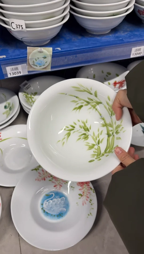 景德镇高温陶瓷食品级手绘釉中彩餐具-汤碗