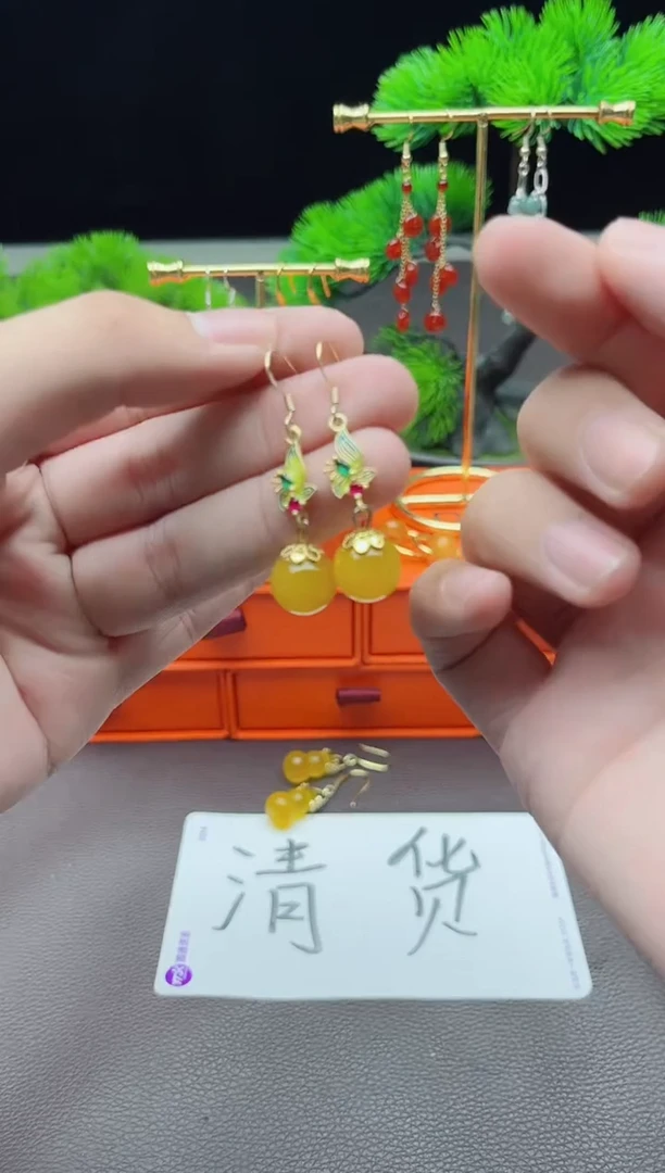 玛瑙/玉髓耳饰银S925镶嵌318