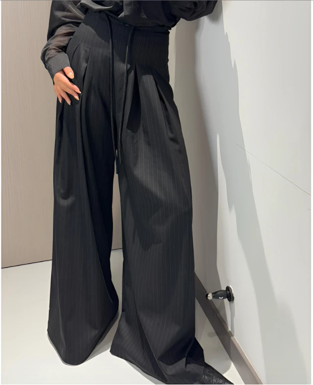 新款春夏极简通勤风高腰垂感洋气女西装裤休闲阔腿拖地裤春季百搭