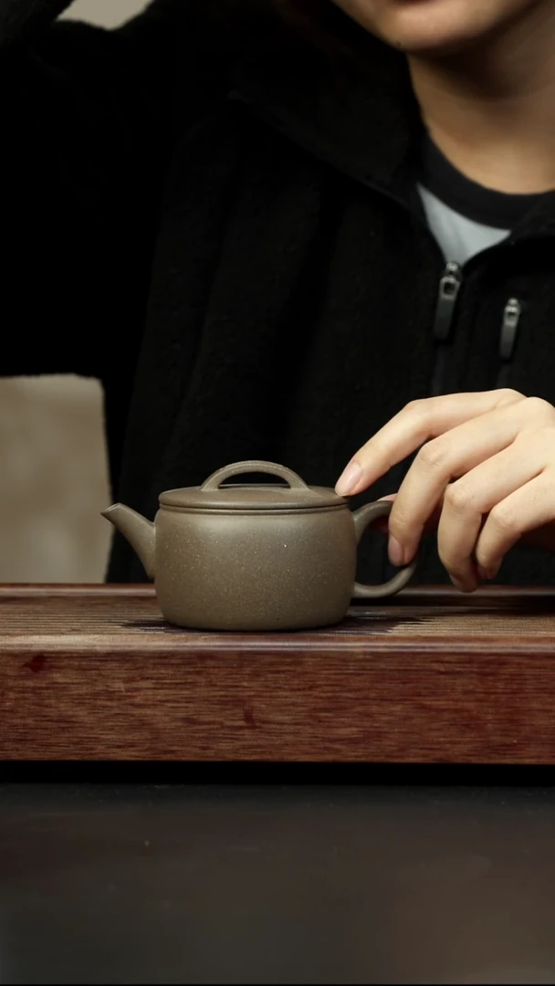 紫砂茶壶青灰紫泥 折嘴汉瓦