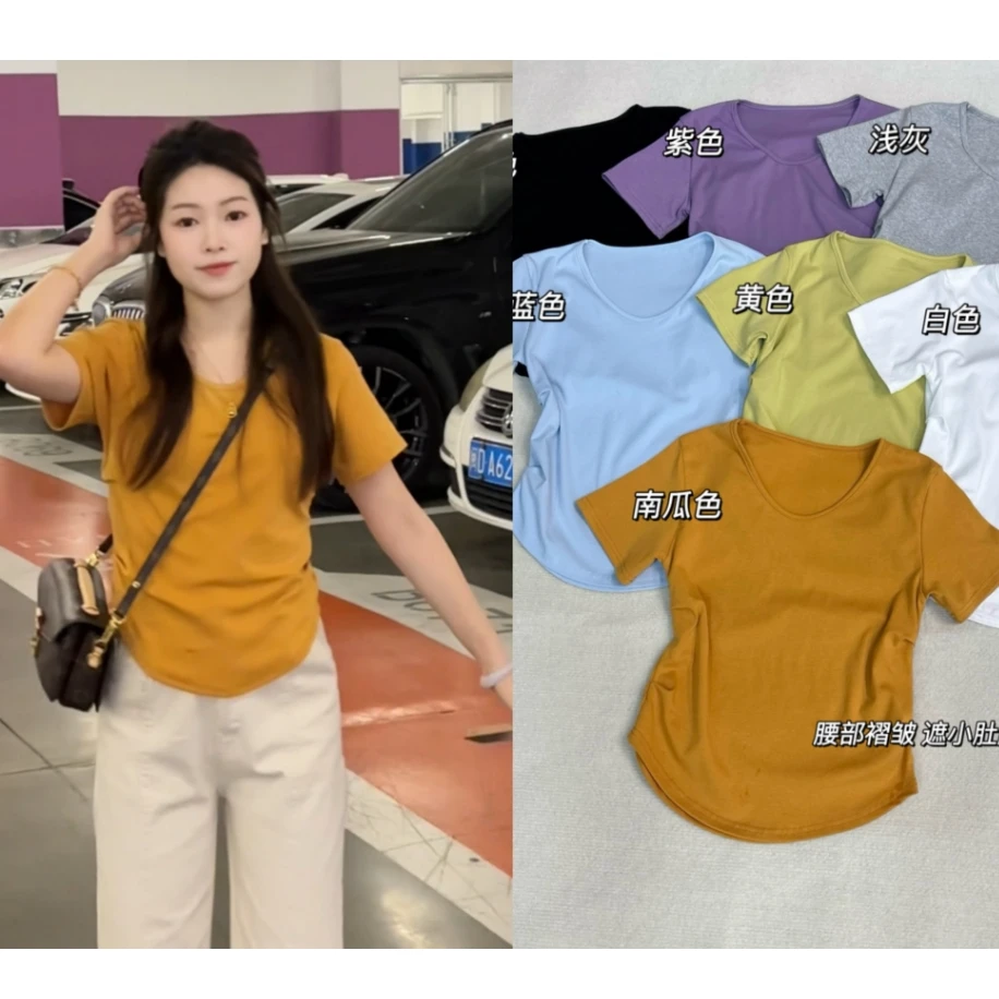 晴晴家  U摆 收腰款百搭短袖T恤
