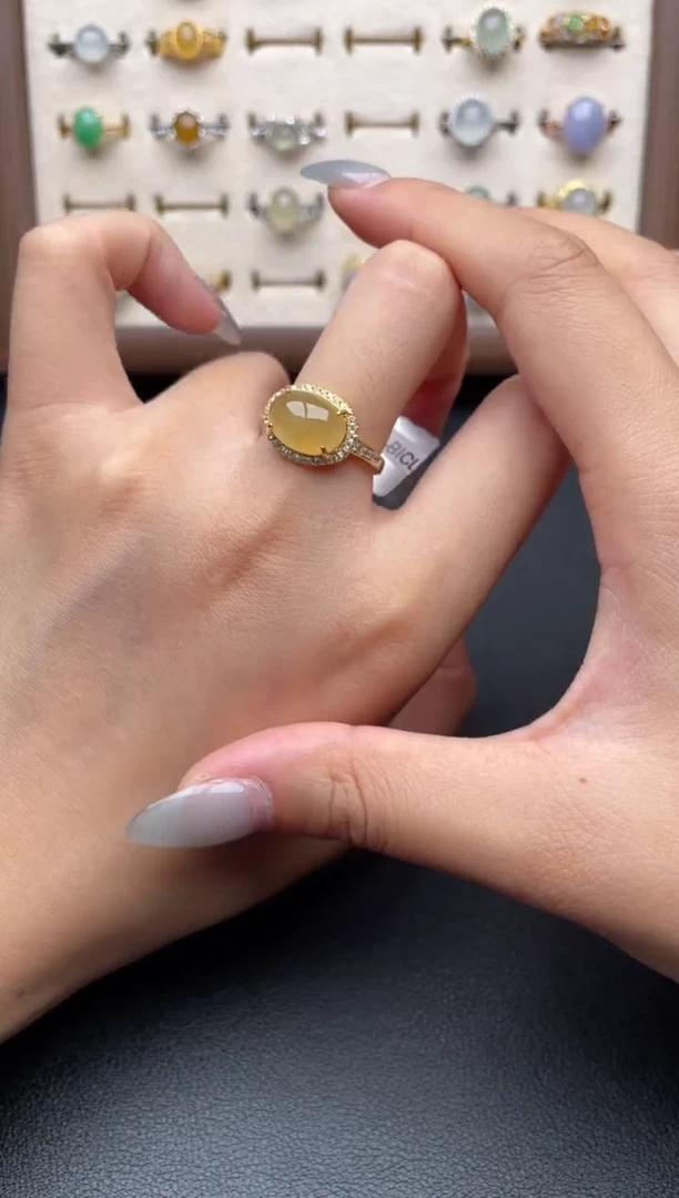 翡翠戒指银S925镶嵌一物一证一礼盒