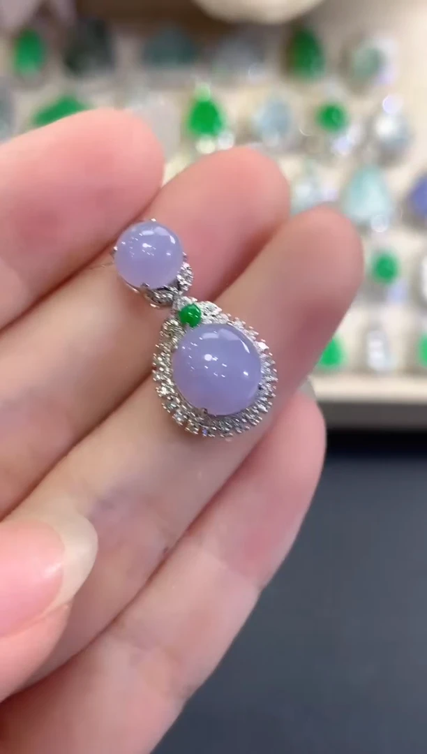 吊坠(不含链)18K金镶嵌翡翠b79 紫货有色差