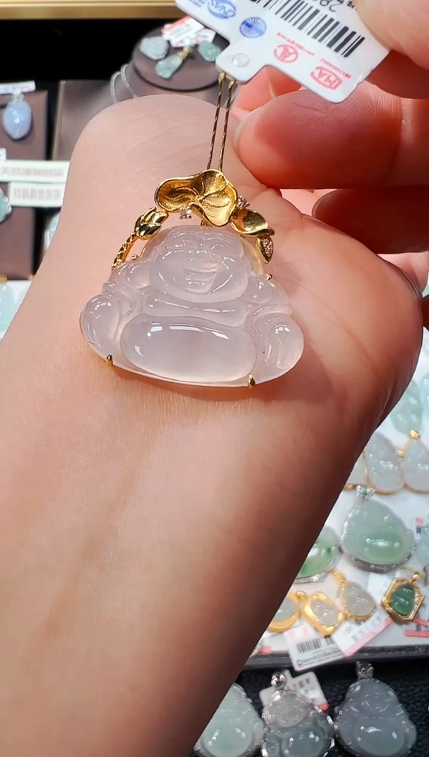 【闪购商品】翡翠吊坠(不含链)18K金镶嵌佛公吊坠636