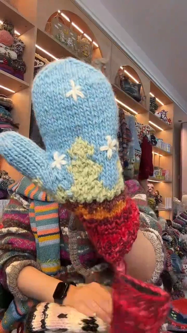 绵羊毛圣诞树手套