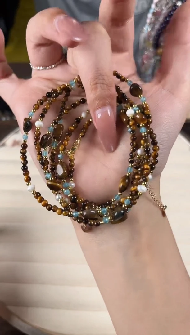 手链未镶嵌水晶虎眼珠珠设计款手链