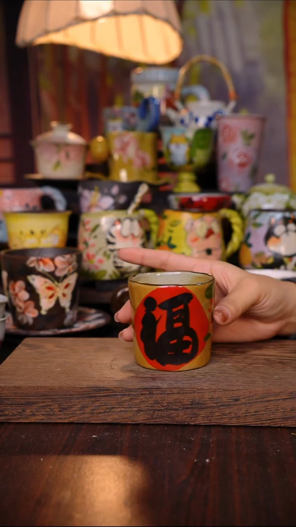 杯子陶泥垚手作 景德镇手工手绘陶瓷器物