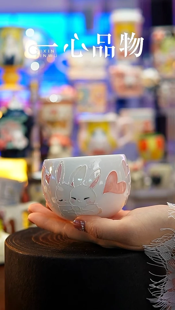 杯子瓷102-17景德镇手工手绘杯子摆件