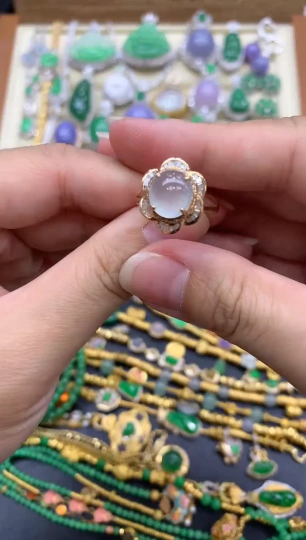 翡翠戒指18K金镶嵌200-中国好珍宝