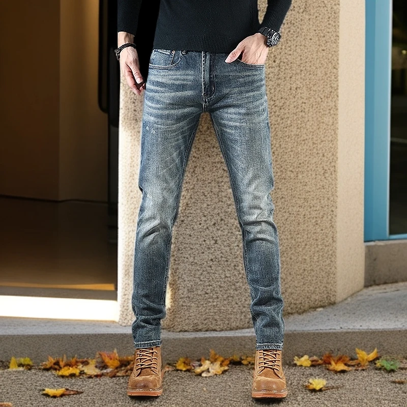 男士6230直筒牛仔裤蓝色简约牛仔裤