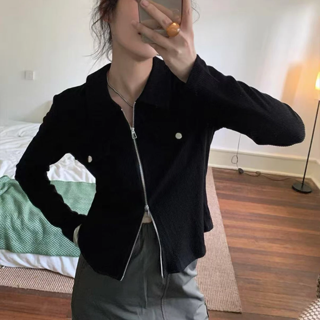 【TD】2025春季新款韩版气质简约百搭显瘦打底衬衫女上衣2034