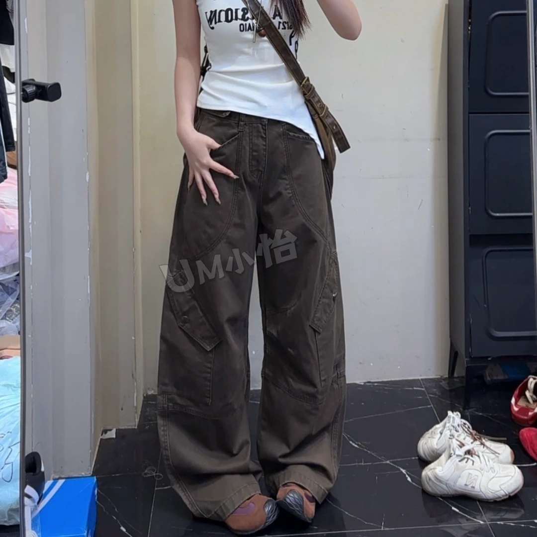 鑫怡定制【山栀长夏】夏季新款美式复古女显瘦宽松阔腿工装裤