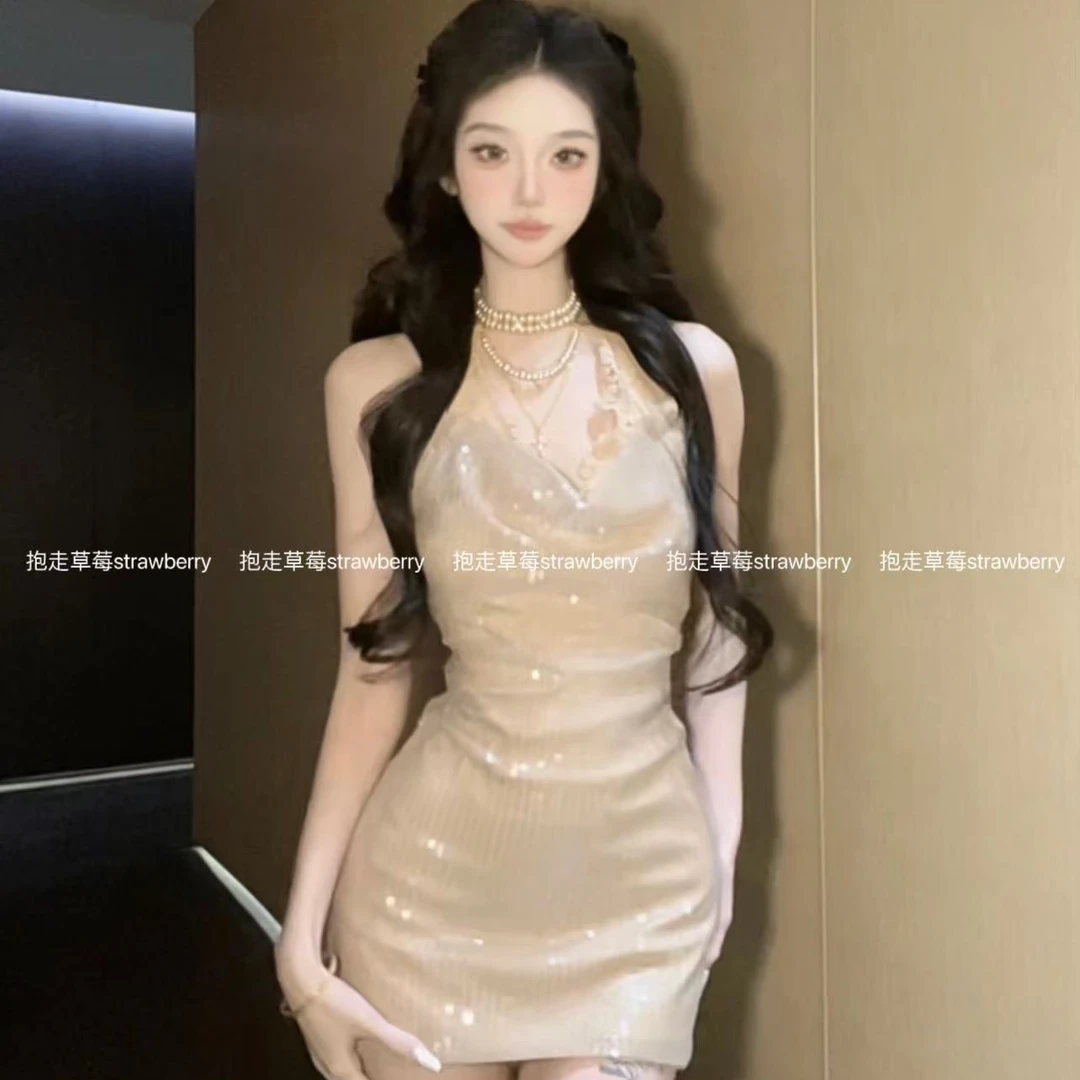 【碎金魅影】法式纯欲风性感辣妹收腰修身亮片连衣裙