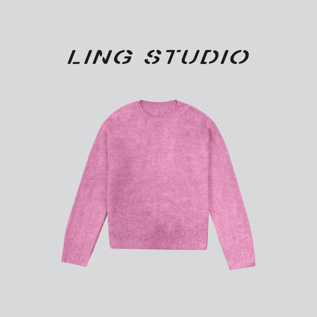 LING/STUDIO『情意浓』绵羊毛纯色轻奢时尚减龄气质套头毛衣5092405
