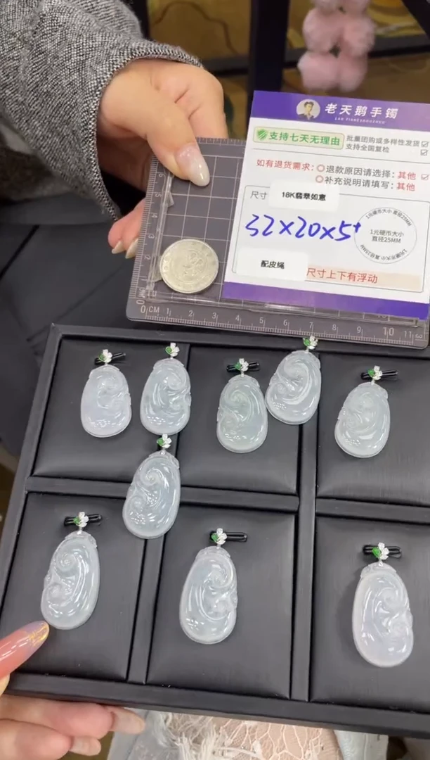 18K金镶嵌挂件翡翠如意FL13/多样性发其一CP配绳