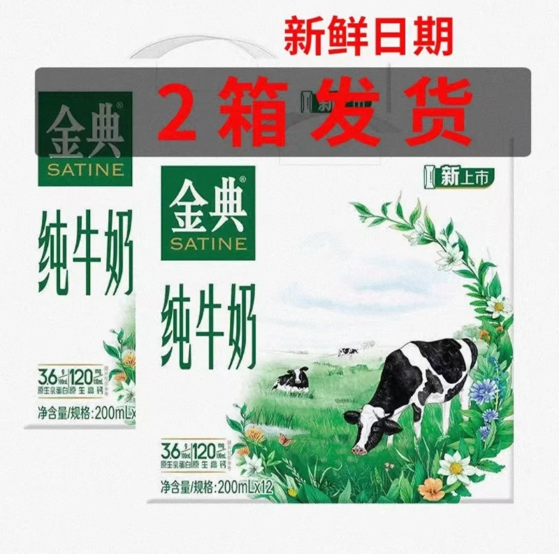 【伊利】【2箱】伊利金典纯牛奶200ml*12瓶*2箱/件