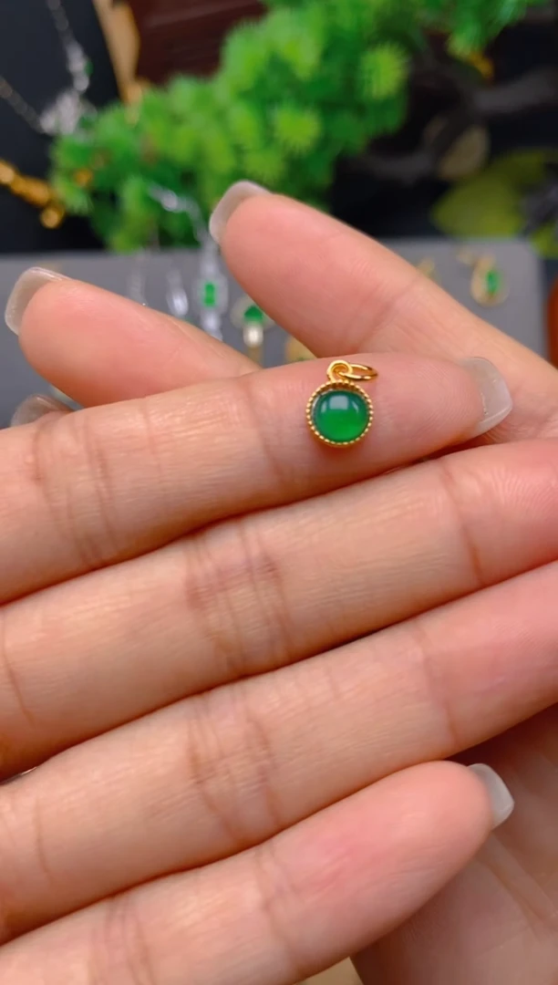 吊坠(不含链)银S925镶嵌翡翠蛋面提溜