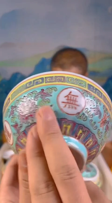 摆件景德镇陶瓷青花摆件6一对碗