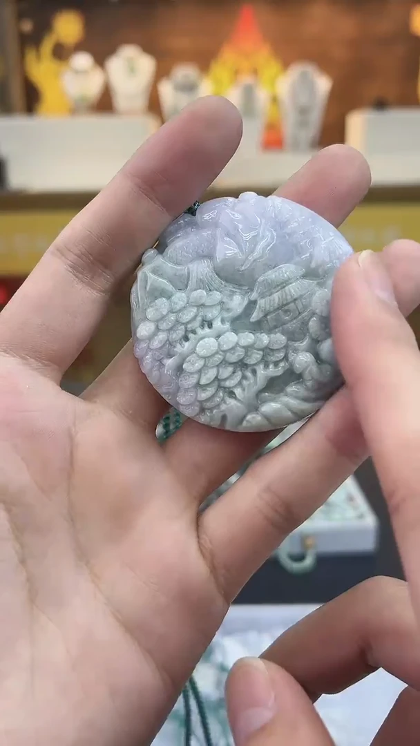 颈饰未镶嵌翡翠翡翠山水圆牌吊坠