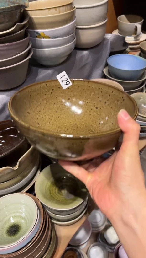 瓷片征****.129黄色粗陶手工大碗1个