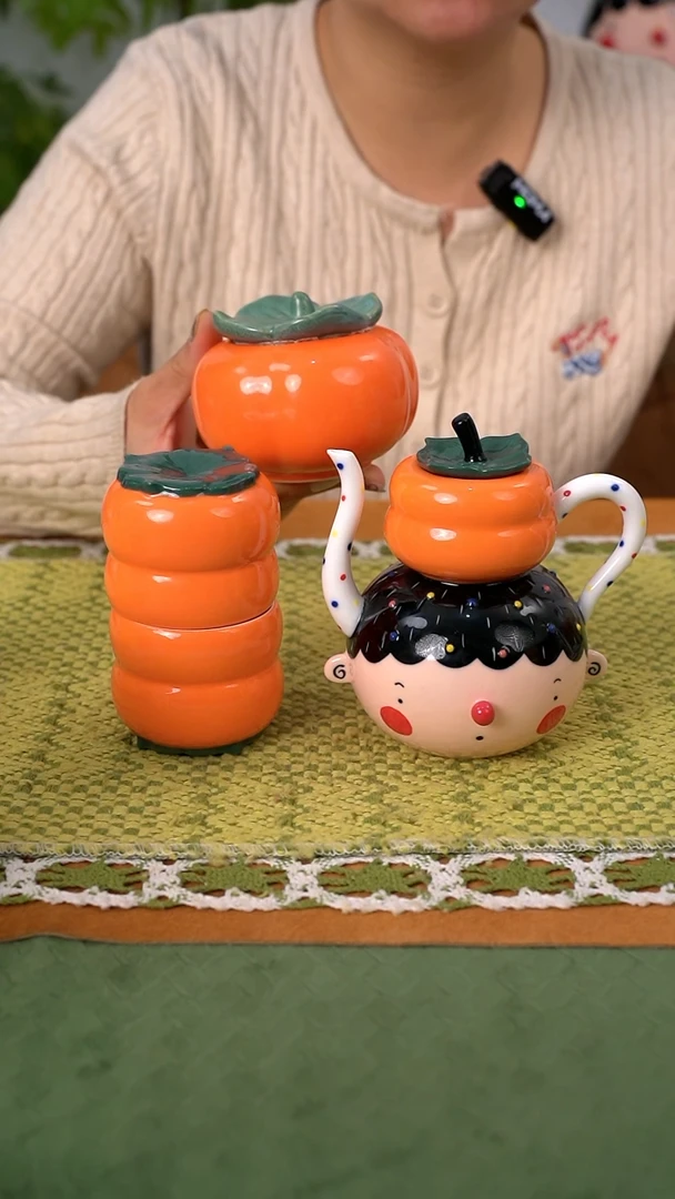 【闪购商品】.喜上陶社柿柿如意壶套组