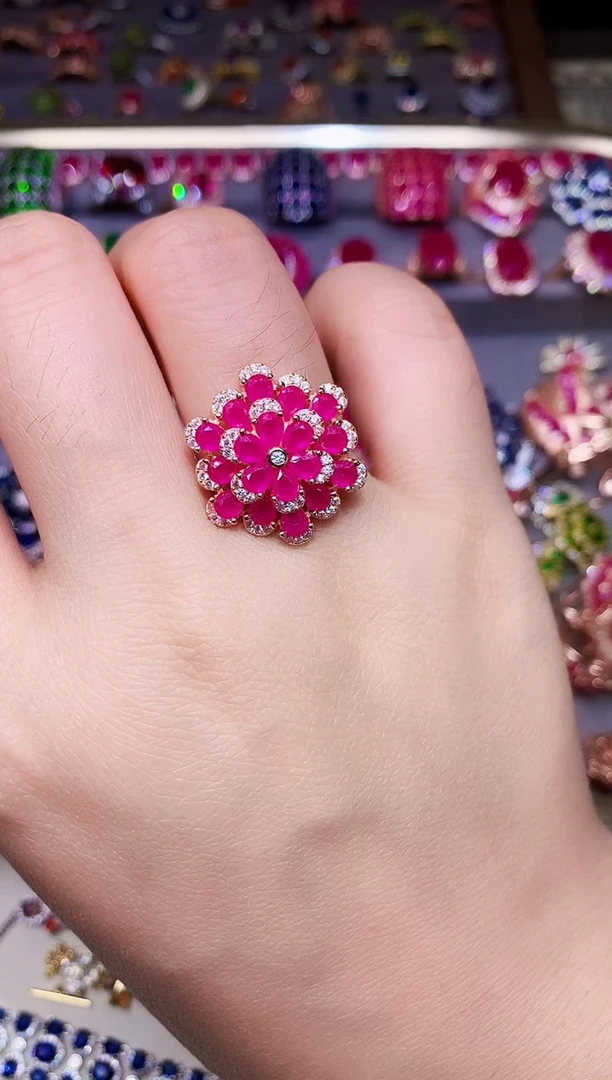 银S925镶嵌戒指红宝石.....