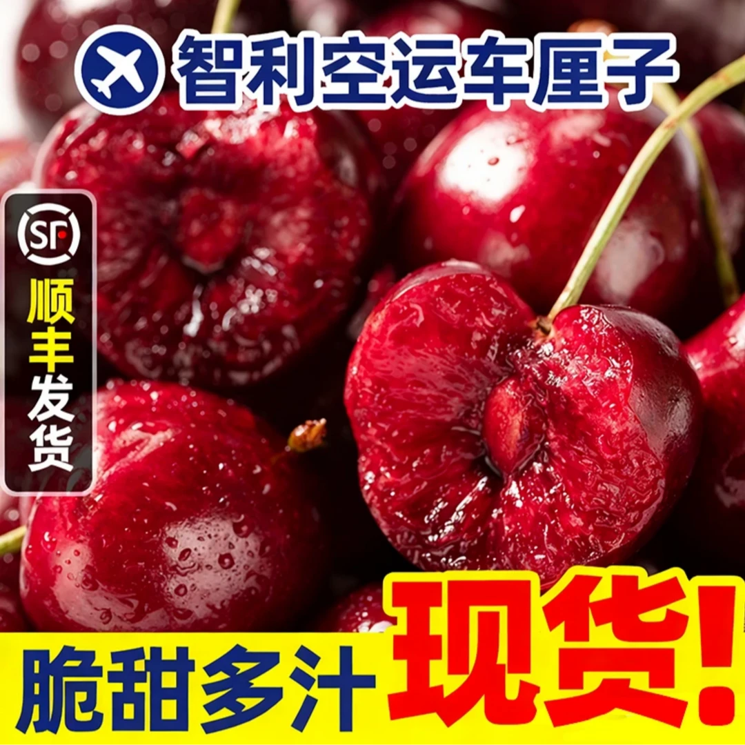 【顺丰空运】5斤原箱装新鲜智利进口空运3JD桑提娜车厘子内附果径卡