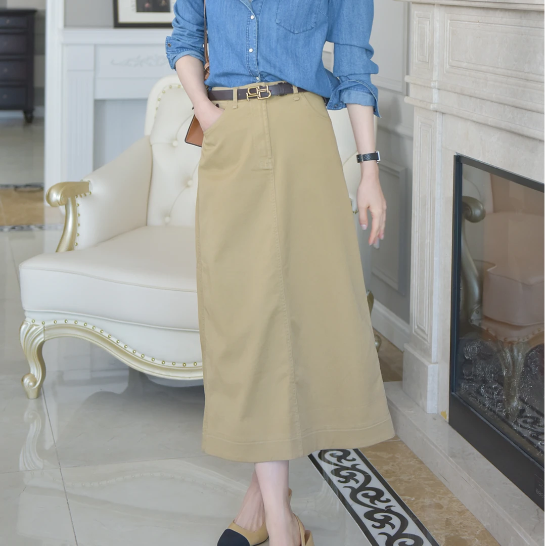 短视频VEE【艺术美学】25夏新款时尚百搭简约日杂棉感透气百搭半裙