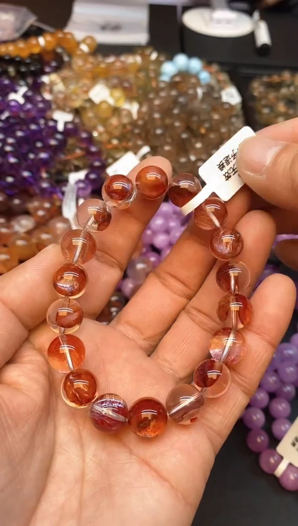 【闪购商品】水晶手链未镶嵌40 红胶花11mm+