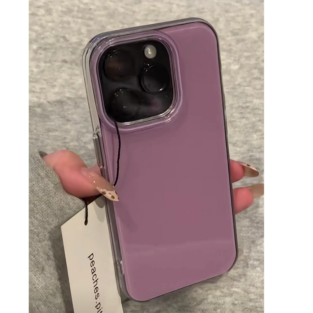 纯色黑加仑紫苹果适用16小米15iphone14promax华为IMD手机壳13SS