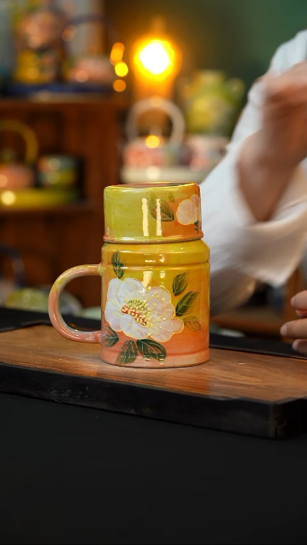 杯手绘心瓷陶瓷浮力