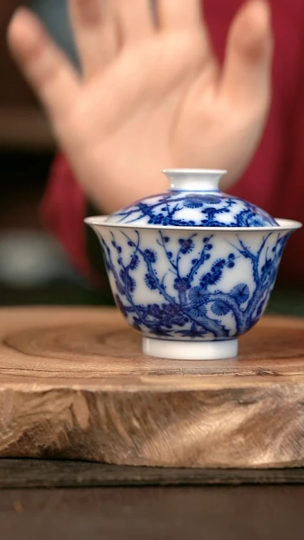 手绘手绘高温现代瓷 气  松竹梅高足120c