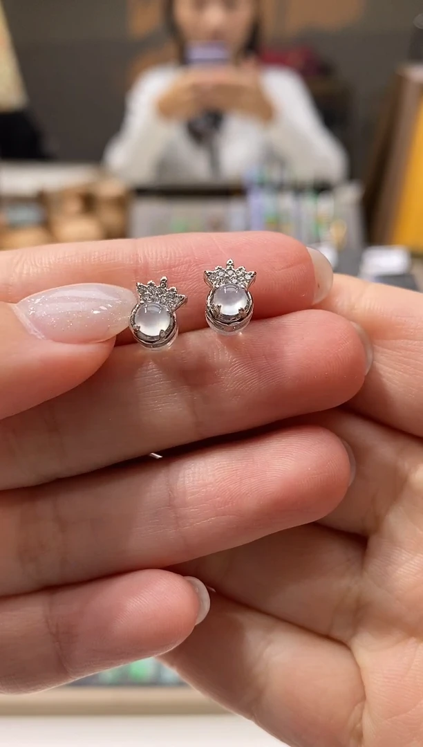 银S925镶嵌翡翠耳饰耳饰