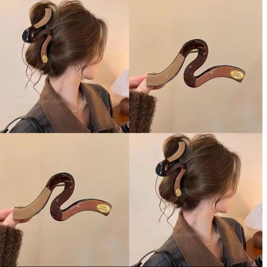 法式撞色波浪抓夹大号发量大发夹女后脑勺鲨鱼夹2025新款603