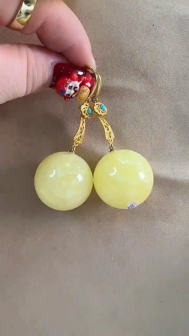 【闪购商品】琥珀耳饰银S925镶嵌耳环
