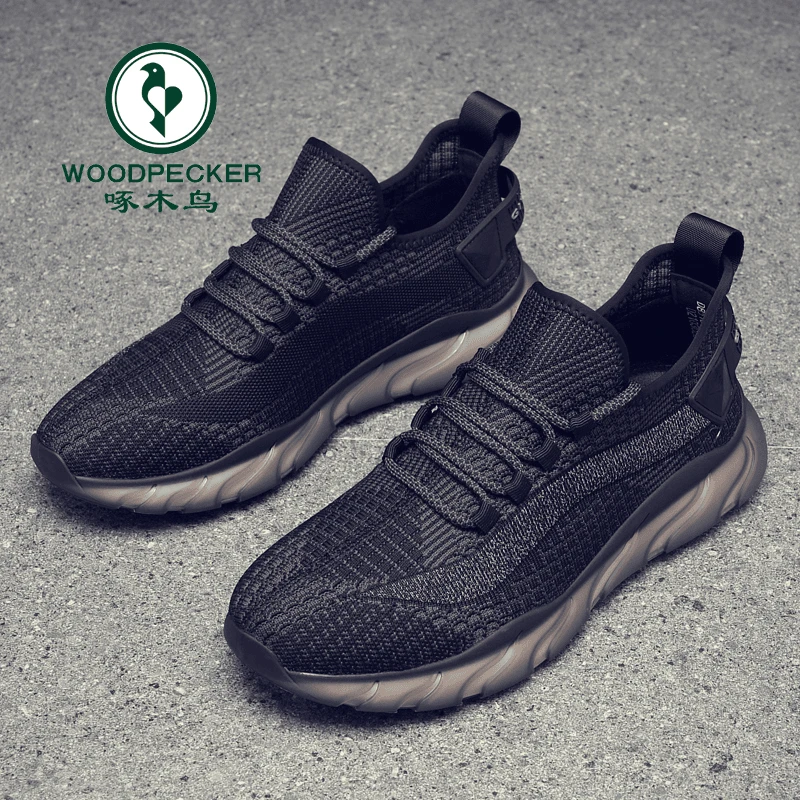 啄木鸟男鞋夏季时尚透气男士休闲百搭软底网面运动跑步椰子鞋男款